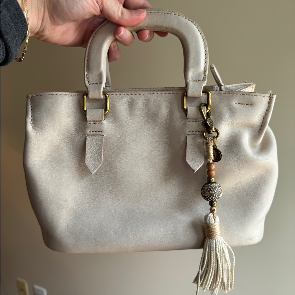 The Sak Cream Leather Handbag with Tassel
